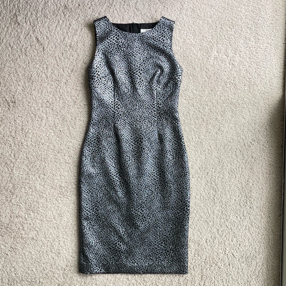 L.K. Bennett Metallic Charcoal Gray Formal Bodycon Sleeveless Mini Dress Size 4
